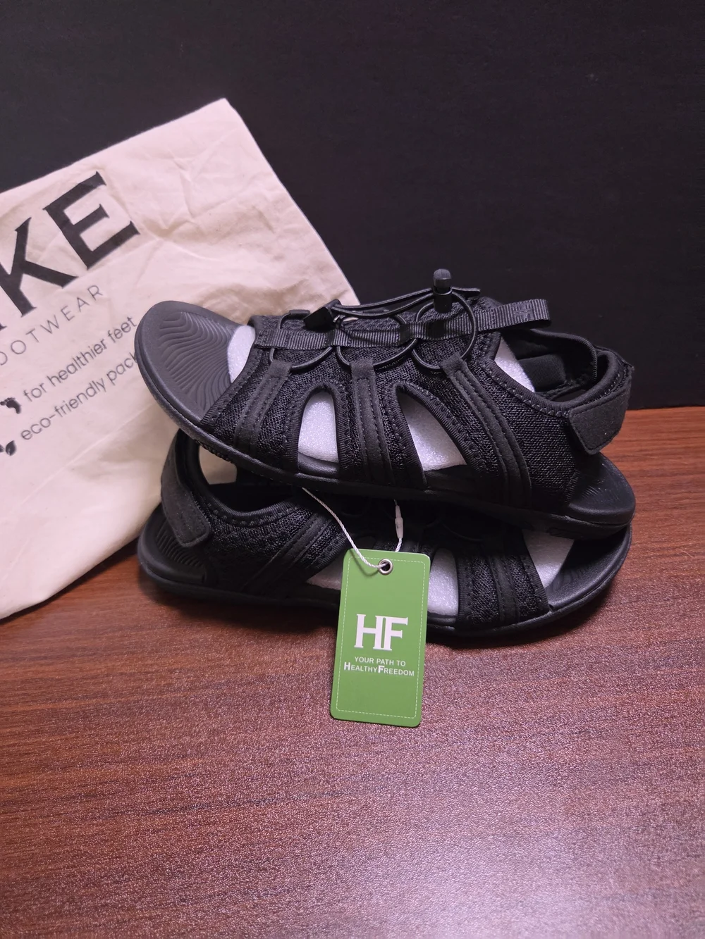 NWT HIKE Footwear HF Baresandals I Black Barefoot Sandals Women 7.5 Men 5.5